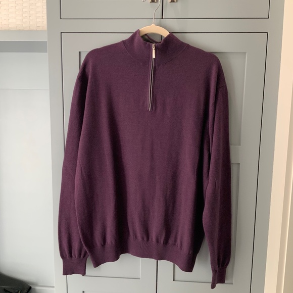 Toscano 1/4 Zip Extra fine Merino Wool Sweater size XL - Picture 1 of 6